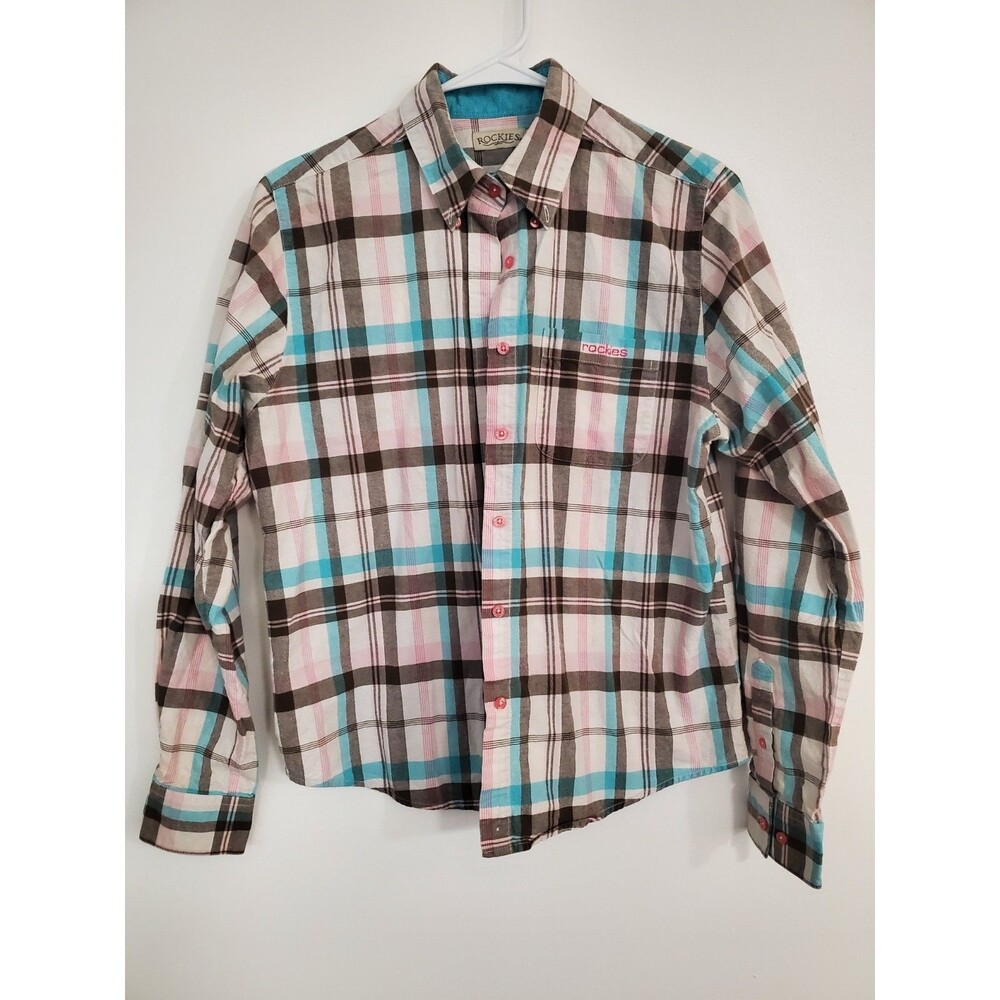Rockies M Women’s Plaid Flannel. Blue & Pink